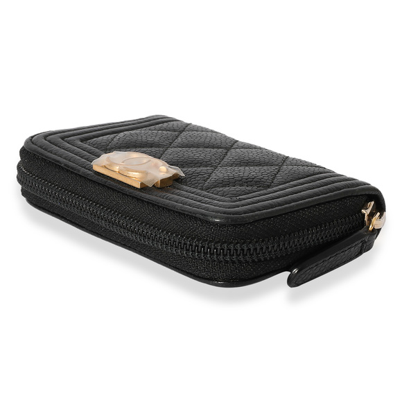 Chanel Black Quilted Caviar Zip-Around Boy Coin Purse - Picture 6 of 7